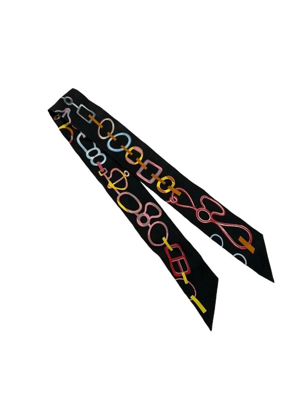 Hermes Scarf Twill Black Multi Ribbon Re Boucles - Picture 5 of 8